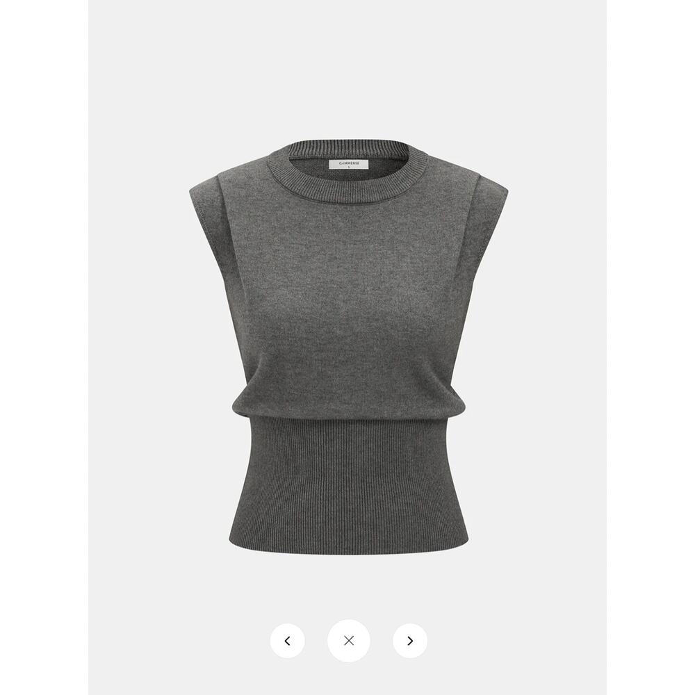 NWT Commense Cinched Waist Crew Neck Sleeveless Sweater Vest Sz L